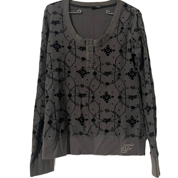 Fox Racing Thermal Henley Top in Mixed Print in Gray Sz L Slim Fit - Picture 1 of 13
